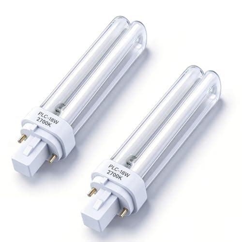 Image of Akynite G24d-2 18W 2 Pin Compact Fluorescent Lamp, PLC 827 Warm White 2700k, 1200LM, 2U Shape, AC 220-240V, CFL 2 Pins Energy Saving Light Bulb, 2pcs