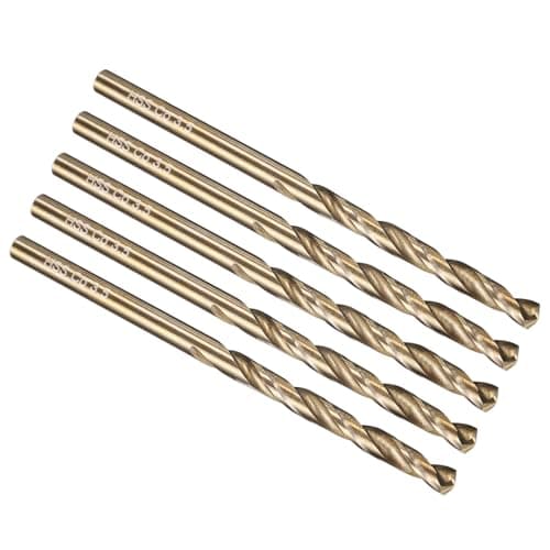 Image of PATIKIL 3.5mm Drill Bit, M35 Cobalt 5% High-Speed Steel Jobber Straight Shank 135° Gold Finish for Stainless Steel Hard Metal - 5 Pack