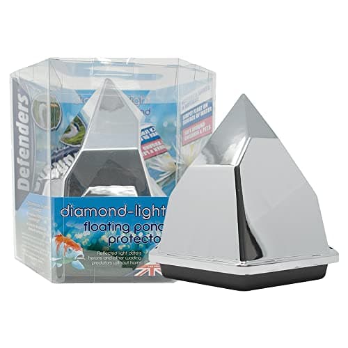 Image of Defenders Diamond-Light Floating Pond Protector Iridescent Floating Diamond Scares Herons and Other Predators from Ponds Using Reflective Light and Movement, Silver