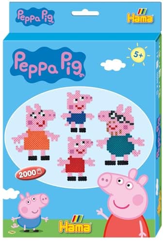 Image of Hama Beads Peppa Pig Gift Hanging Box, Arts and Crafts Beads for Boys and Girls Ages 3+, Official Beads Peppa Pig Set