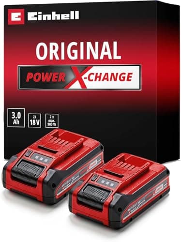 Image of Einhell 18V 3.0Ah Plus Lithium-Ion Battery Twinpack Power X-Change, 2nd Generation, Extra Power for Intensive Operation, 2 x Batteries Universally Compatible with All PXC Machines