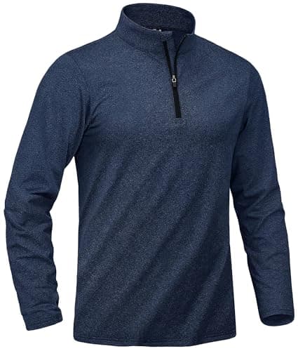 Image of KEFITEVD Mens Half Zip Sweatshirt Winter Walking Workout Long Sleeve Fleece Sweat Shirts Tops Stand Collar,Navy Blue,L