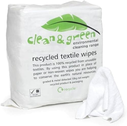 Image of LMB Supplies Ltd LMB Supplies White Cleaning Rags - 10KG Cotton Wiping Cloths, Lint-Free, 10KG Bulk Pack - Ideal for Industrial, Automotive, and Janitorial Cleaning - Recycled Material