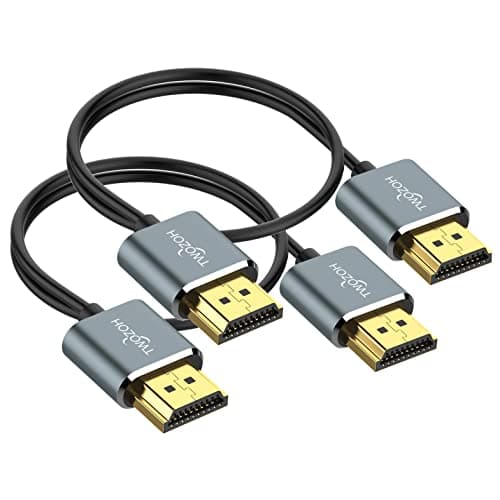 Image of Twozoh Flexible & Slim HDMI Cable 0.3M 2 Pack, Ultra Thin HDMI Lead Supports High speed 4K@60Hz 18gbps 2160P/1080P