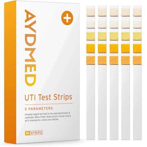 Image of 10 x AYDMED 5-in-1 UTI Test Strips | Full Panel Urinary Tract Infection Urine Test Strips For Self-Testing Leukocytes, Nitrite, Protein, Blood & pH | Rapid Results | Reliable Accuracy | CE Certified