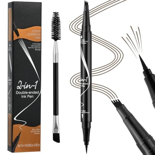 Image of LOPHE Dual-Ended Brow Pencil with 2 Prong Fork Tip,Microblading Effect for Fine Hair Like Strokes,Waterproof & Smudge Proof,Beginner Friendly Easy Apply, All Day Wear Natural Looking Brows,Light Brown