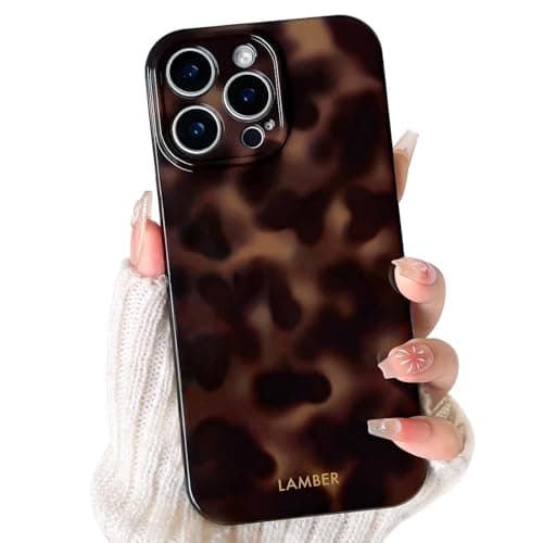 Image of NITITOP Compatible with iPhone 15 Pro Max Case Cute Stylish Leopard Print Brown Amber Aesthetic Tortoise Design for Women Girls Men Soft TPU Shockproof Protective Cover - Brown