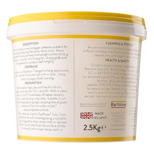 Image of Bartoline Easipaste® Ready Mixed Wallpaper Adhesive 2.5kg - High Initial Tack, No Mixing, Suitable for Vinyl, Blown Vinyl, Embossed, Washable & Paste The Wall Wallcoverings