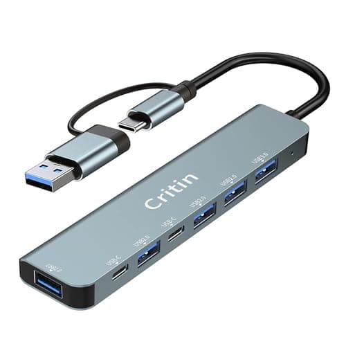 Image of USB HUB, 7-in-1 Multi-Port C Hub, Ultra-Slim Portable USB C with 2 USB C Data Ports, USB 3.0 and 4 USB 2.0, USB Extender for PC Laptop, MacBook iMac Air Mac Mini/Pro, Notebook PS4