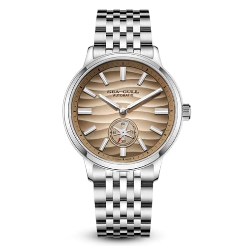 Image of SEA-GULL Men’s Automatic Mechanical Watch - Polaris Sub Dial, Seagull ST17 Movement, Luminous Hands, Sapphire Crystal, 316L Stainless Steel, Water Resistant, 6180 (Dune Yellow)