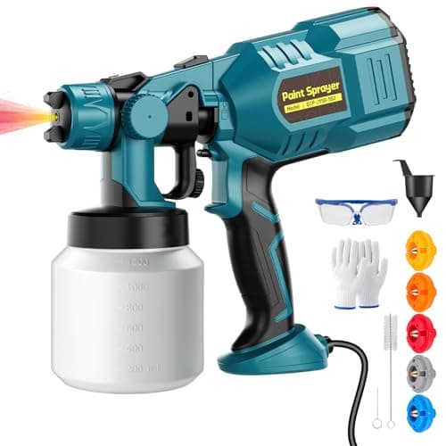 Image of Electric Paint Sprayer 850W with 5 Copper Nozzles (0.5-3.0mm) & 1200ml Container, High Power Wall Fence Spray Gun for Home Interior Furniture Cabinets Painting, DIY, Outdoor Garage Patio