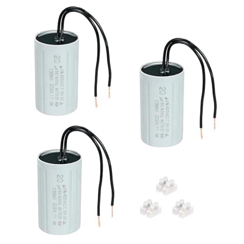 Image of PATIKIL CBB60 20uF Running Capacitors, AC 450V 2 Wires 50/60Hz Cylinder 70x40mm for Water Pumps, Washing Machines Motor Start,3Set