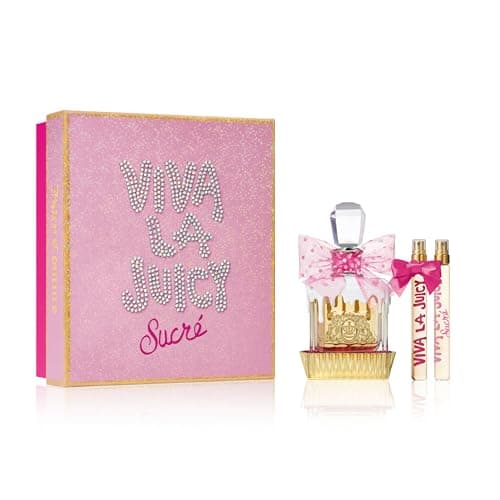 Image of Juicy Couture VIVA LA JUICY SUCRE Eau de Parfum 100ml, 3-piece Fragrance Gift Set, floral gourmand perfume, luxury fragrance gifting for Women