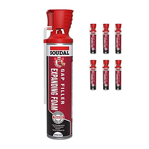 Image of 6 x Soudal Genius Gun Gap Filler Expanding Foam 600ml PU Polyurethane Foam Can