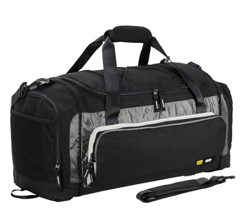 Image of MIER Gym Bag for Men Large Sports Bags Travel Duffle Holdall with Shoe Compartment for Weekender Overnight Workout, 60L (Black)
