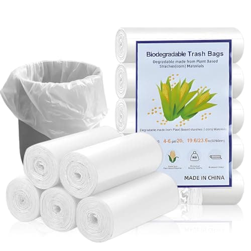 Image of Food Waste Bags, 100 Pcs 20 Litre Compostable Compost Caddy Liners, Biodegradable Bin Bags Liner, Recycled Degradable Rubbish Garbage Bags for Kitchen Office(White 60 x 50cm)