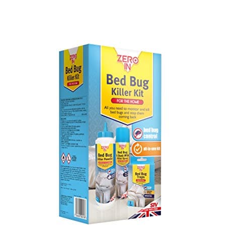 Image of Zero In COM008A Bed Bug Killer Kit includes 300 ml Spray, Powder and Monitoring Trap, Multi-Colour