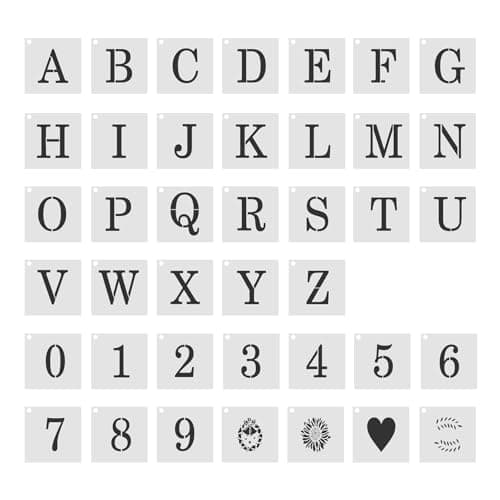 Image of Luckious 40pcs Letter and Number Templates - 1-Inch Reusable Plastic Uppercase Letter Stencils, Alphabet & Numbers Stencils Set, White