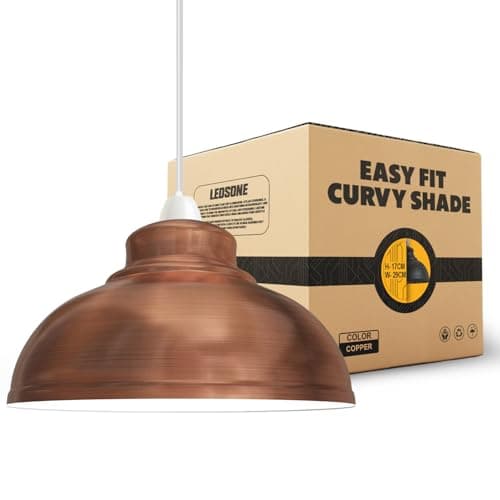 Image of LEDSONE Retro Copper Metal Ceiling Lampshade 29cm Easy Fit Modern Hanging Pendant Lightshade for Bedroom Dining Room Hallway Office Industrial Kitchen Restaurant Bar