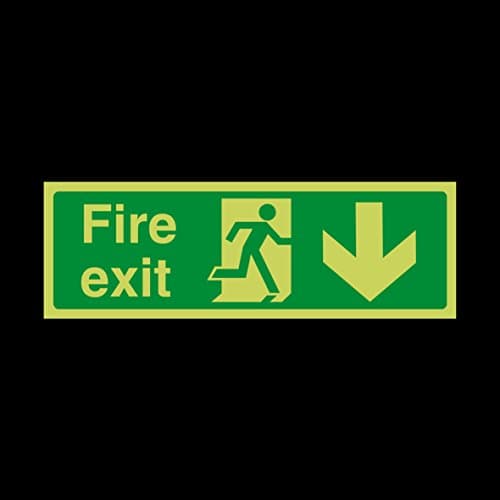 Image of Fire Exit Arrow Down Plastic Sign with 4 Pre-Drilled Holes - Emergency/Fire Exit/Extinguisher (EE9)