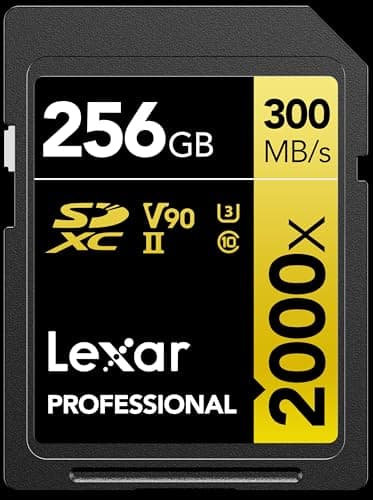 Image of Lexar 256GB Professional 2000x SDXC Memory Card, UHS-II, C10, U3, V90, Full-HD & 8K Video, Up To 300MB/s Read, for DSLR, Cinema-Quality Video Cameras (LSD2000256G-BNNNU)