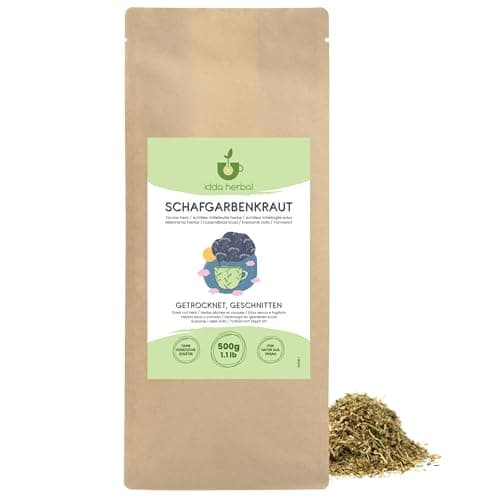Image of IDDA Herbal Yarrow Tea 500g 1.1 lb, Dried and Cut Yarrow Herb for Herbal Infusions, Loose Leaf Tea