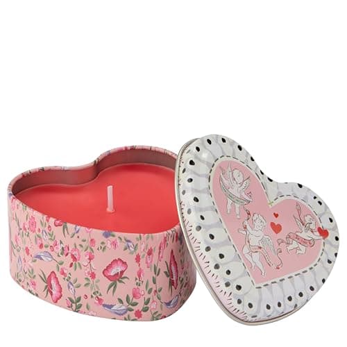 Image of Cath Kidston Candle 100g in Heart Shaped Tin, Vegetable Wax, Uplifting Home Fragrance, Burn time 20 to 25 Hours, Beauty Gift for Her, Cruelty and Vegan Friendly, Yuzu and Sage Scent