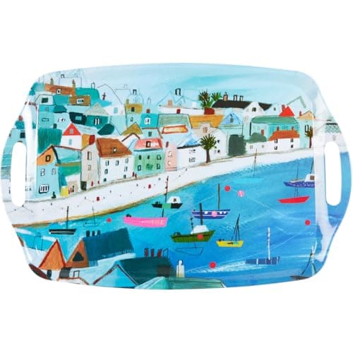 Image of DEENZ Rectangle Melamine Serving Tray With Handles Large Kitchen Storage Accessory Decorative Design Tableware Organisation Ideal Dining Space Countertop Display 48.5 X 32.5 X 3 Cm (ST IVES)