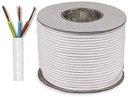 Image of Electrical Core Round PVC Mains Electrical Cable Copper - 3183Y 3 Core x 1.0 mm² 10 Amp PVC Flexible Cable Cut To Length Flex-Wire High Temperature Resistance (White, 25 Meters)