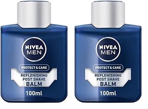 Image of NIVEA Men Protect & Care Replenishing Post Shave Balm (100ml), Aftershave Balm for Men, Soothing Post Shave Balm, NIVEA After Shave Balm Aloe Vera & Pro-Vitamin B5 (Pack of 2)