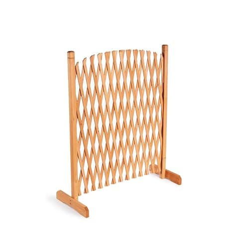 Image of GARDEN TIME Wooden Garden Trellis Fence – Expandable Garden Privacy Screen with Lattice Fence & Freestanding Base – Plant Support Panel for Climbing Plants, Patio & Outdoors