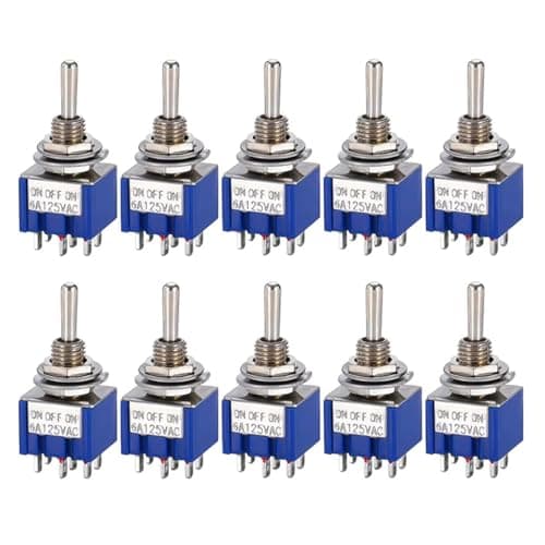 Image of Hailege 10pcs MTS-203 DPDT Toggle Switch ON/OFF/ON 6 Pins 3 Position AC 125V/6A MTS203 DPDT Toggle Switch