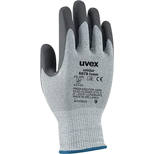 Image of uvex Unidur 6679 Foam Cut Protection Gloves - 1 Pair Cut Resistant Work Gloves, grey (09/L)