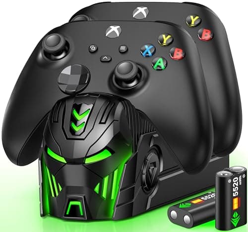 Image of HELLCOOL Charging Dock for Xbox Controller with 2x5520mWh Rechargeable Battery for Xbox Series X|S,Xbox One/Elite/S|X Console,Battery Pack for Xbox Charger with Battery Compartment/LED Display Skins