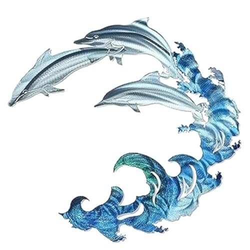 Image of Metal Dolphin Wall Decor Dolphin Wall Art Decoration Metal Dolphin Wall Art Decoration Aquarium Ocean Wall Decor for Home A
