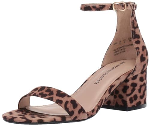 Image of Amazon Essentials Women's Two Strap Heeled Sandal, Rose Leopard, 5 UK