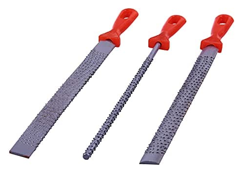 Image of Amtech - 3 Piece Rasp File Set, Hardened Steel with Flat, Round and Half-Round Files, Ideal for Wood, Metal and Plastic Shaping