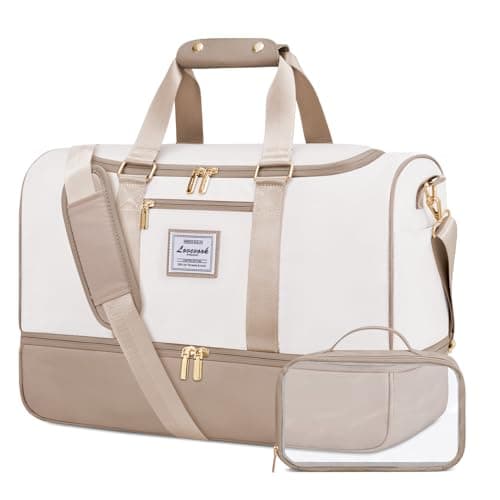 Image of LOVEVOOK Travel Duffle Bags for Women, 50L Large Weekend Hospital Overnight Holdall with Toiletry Bag, Gym Yoga Bags with Shoe Compartment & Wet Pocket, Hand Luggage Bag for Flight Travel Sports