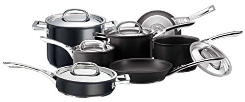 Image of Circulon Infinite Induction Hob Pan Set - 7 Piece Non Stick Pots and Pans Set with Stainless Steel Lids & Handles, Premium Dishwasher Safe Cookware, Black