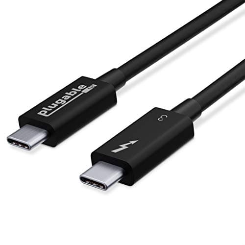 Image of Plugable Thunderbolt 3 Cable 40Gbps Supports 100W (20V, 5A) Charging, 2.6ft / 0.8m USB C Compatible [Thunderbolt 3 Certified] - Driverless