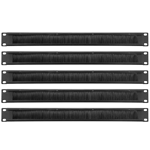 Image of PATIKIL Brush Cable Manager 1U, 19 Inch, 5 Pack Horizontal Rack Mount Cable Management Strip Panel for Network Server Rack