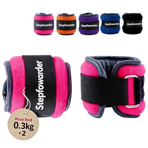 Image of Stepfowarder Ankle/Wrist Weights 0.3-2kg a Pair with Adjustable Strap for Arm, Hand & Leg, Walking, Jogging, Gymnastics, Aerobics, 5 Colours (2 * 0.3KG - Red)