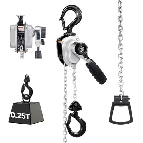 Image of VEVOR Manual Lever Chain Hoist, 1/4T 250KG Capacity Heavy Duty Come Along, 1.5M Lift G80 Alloy Steel Chain With Dual Pawl Mechanical Brake, 360° Rotating Hooks, for Warehouse Construction Garage