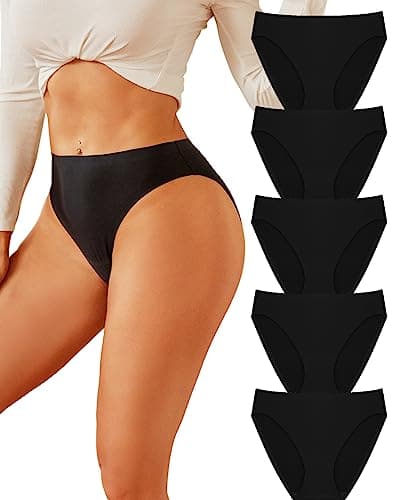 Image of FINETOO Seamless Knickers For Women No Vpl Briefs Women's Seamless Underwear Underpants Nahtlo Hipster Invisible Panties Comfortable High Leg Knickers High Cut Design Full Coverage Multipack m-3xl