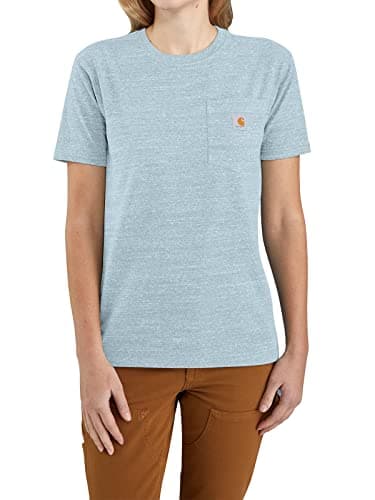Image of Carhartt Women's WK87 Workwear Pocket Short Sleeve T-Shirt (Regular and Plus Sizes), Tourmaline Snow Heather
