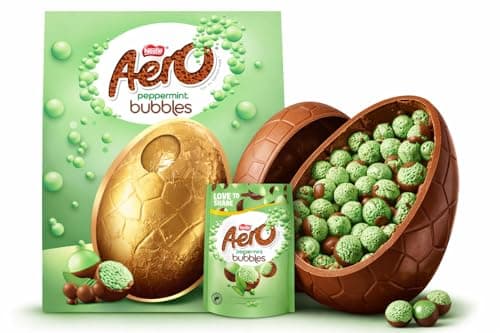 Image of Nestlé Aero Peppermint Chocolate Extra Large Easter Egg Includes 1 Extra Large Egg & 1 Aero Peppermint Chocolate Bubbles Bag Perfect For Easter Egg Hunt Great Gift For Kids & Adults