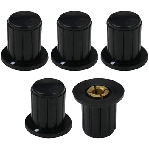 Image of 4mm Round Hole Top Hat Control Knob with Collet Fixing Pack of 5 (Black)