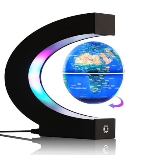 Image of Magnetic Levitating Globe with 7-Color LED Lights, 360° Rotating Floating World Map Lamp, STEM Educational Night Light for Geography Learning, Cool Desk Decor & Unique Gift for Kids & Adults