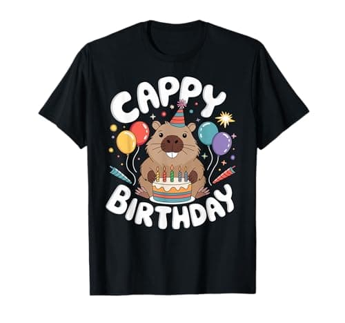 Image of Cappy Birthday - Funny Anniversary Idea Capybara Air Balloon T-Shirt