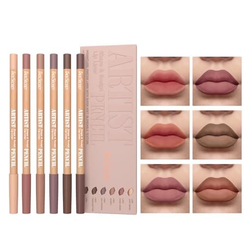 Image of 6 PCS Lip Liner Pencil Set - Matte Nude Lip Contour Lipliner, Waterproof Long Lasting Lipstick Lip Liner Set, Smudge-Proof Lip Liner Pen (# 01 Nude Brown)
